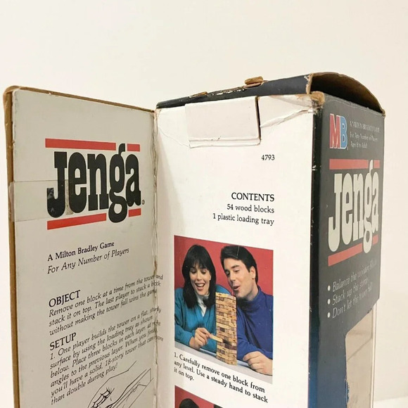 Vintage 1986 Jenga Milton Bradley Game Damaged Box - Picture 7 of 16